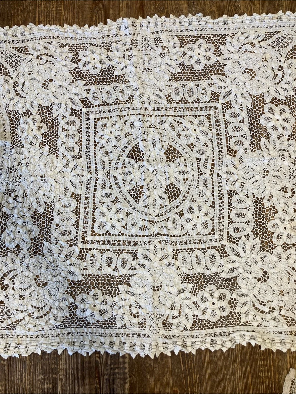 White Crochet Square Tablecloth Doily Boho Lace Decor